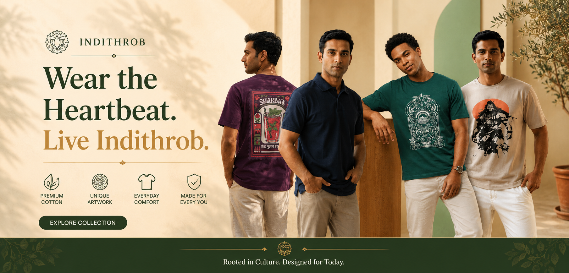 IndiThrob oversized graphic t-shirts for men featuring Indian-inspired artwork, premium cotton fabric, and modern streetwear fashion.