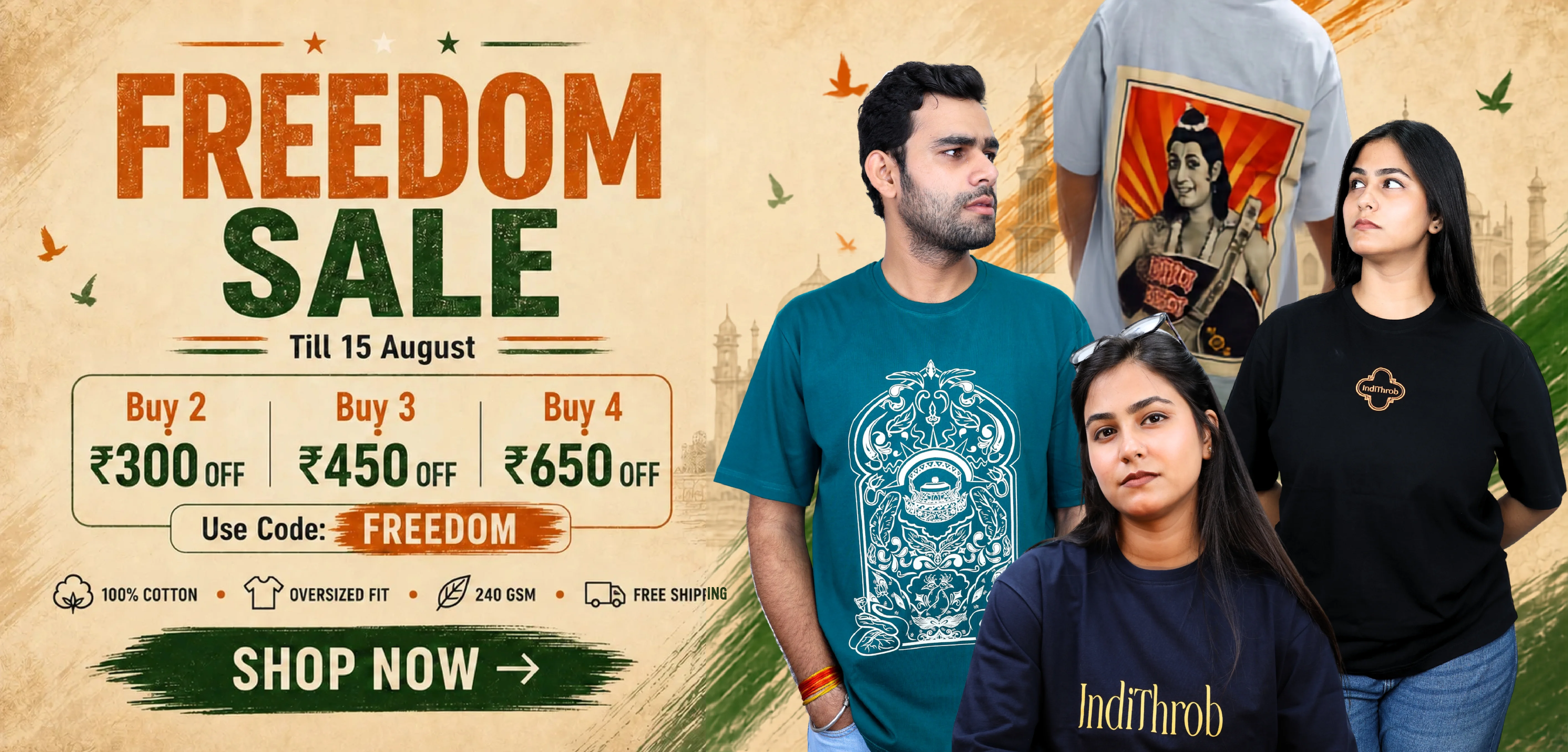 IndiThrob Indian-inspired oversized graphic T-shirts and polo streetwear collection