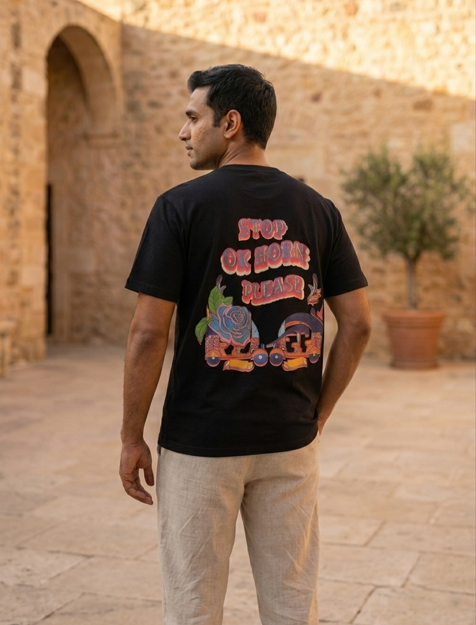 IndiThrob Indi Pop Horn Please Oversized Graphic T-Shirt