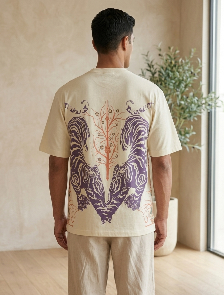 Indithrob Men Indian Aesthestics Tiger Graphic Oversized T-Shirt