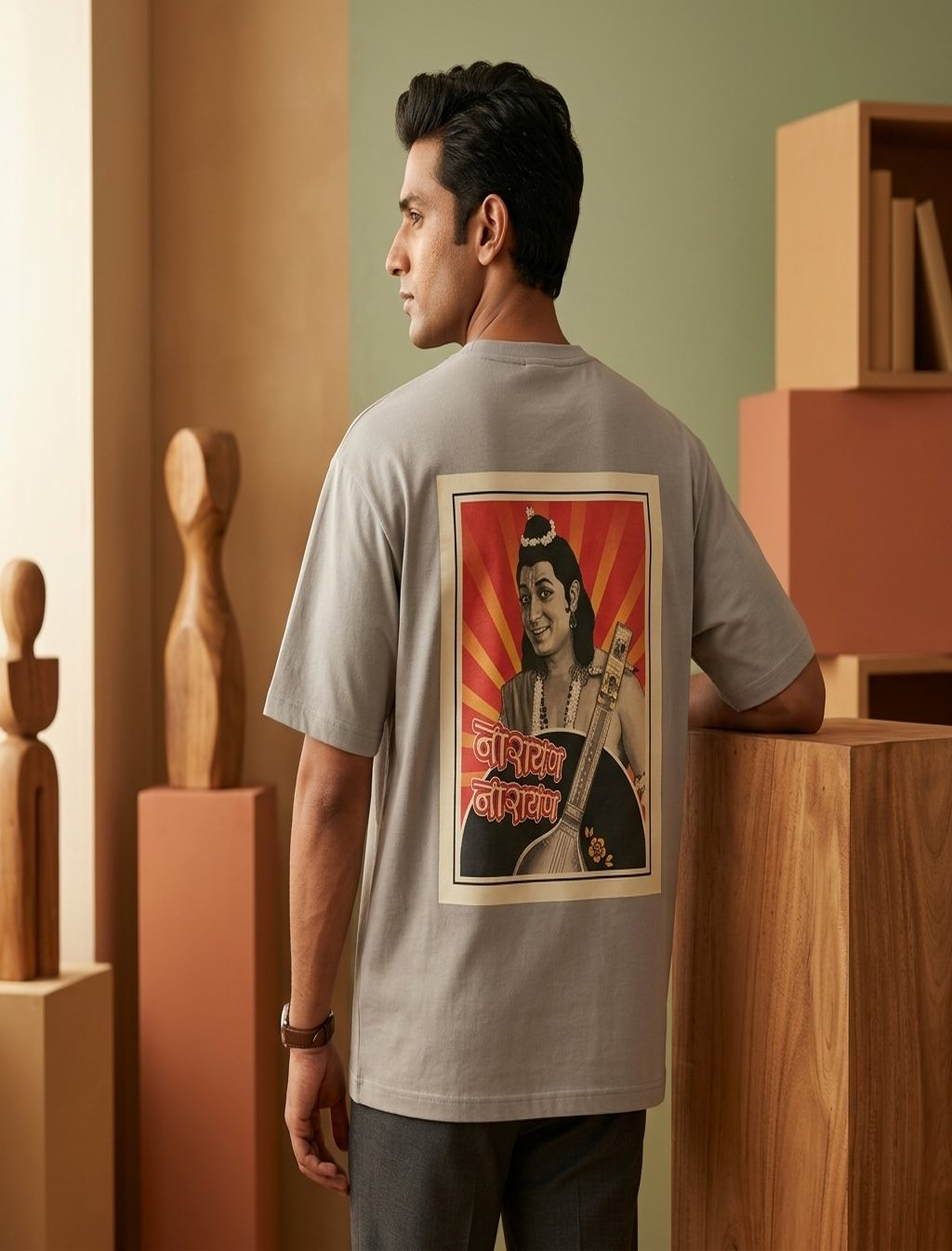 Indithrob Divine Narad Muni Men Graphic Oversized T-Shirt