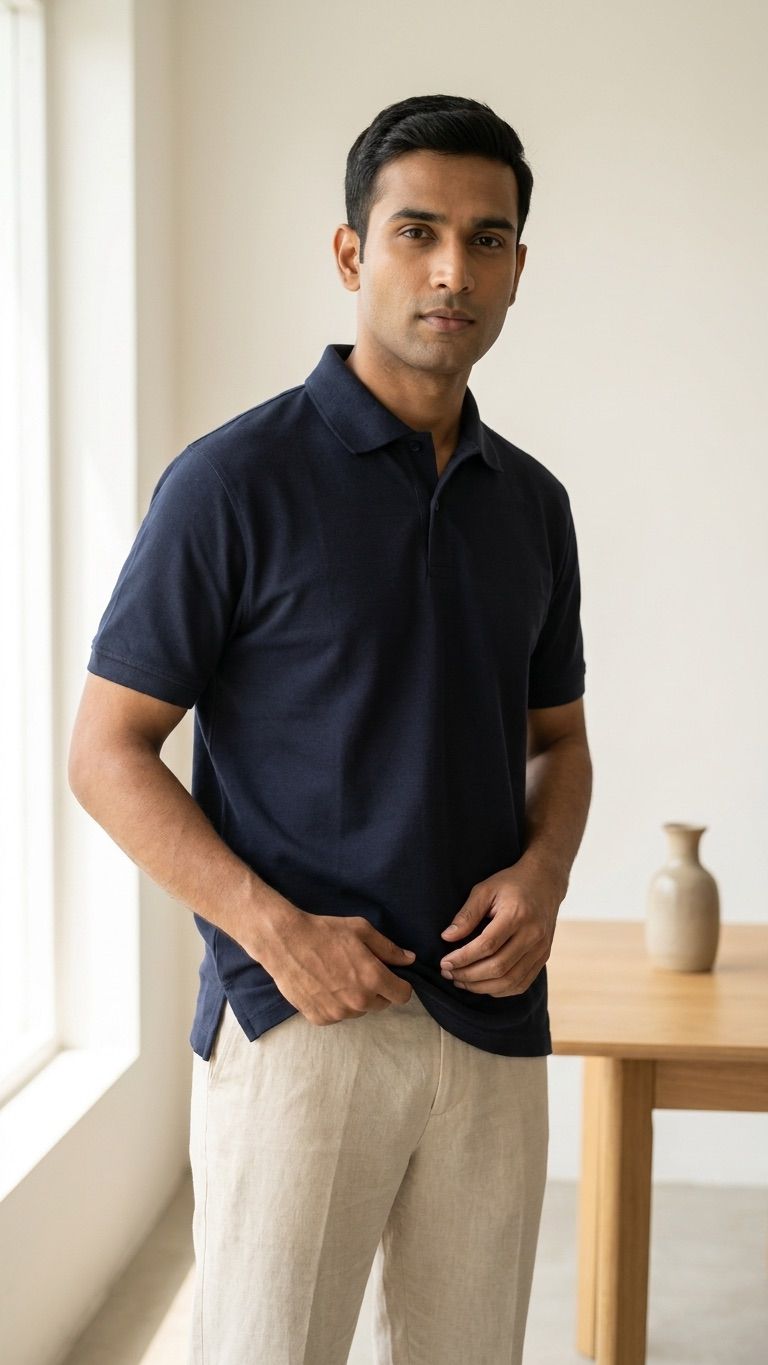 Indithrob No Logo Classic Polo T-Shirt Navy Blue