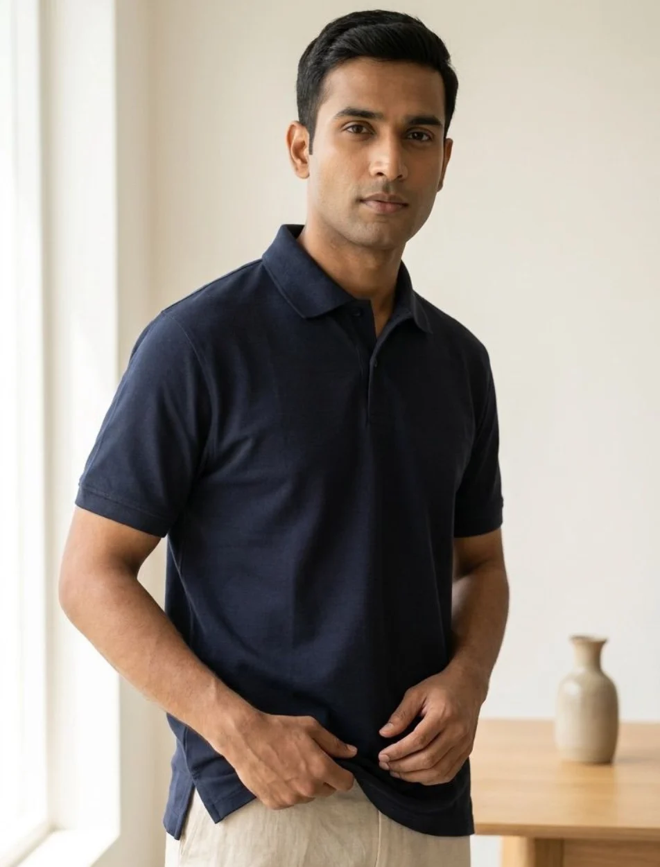 Indithrob No Logo Classic Polo T-Shirt Navy Blue