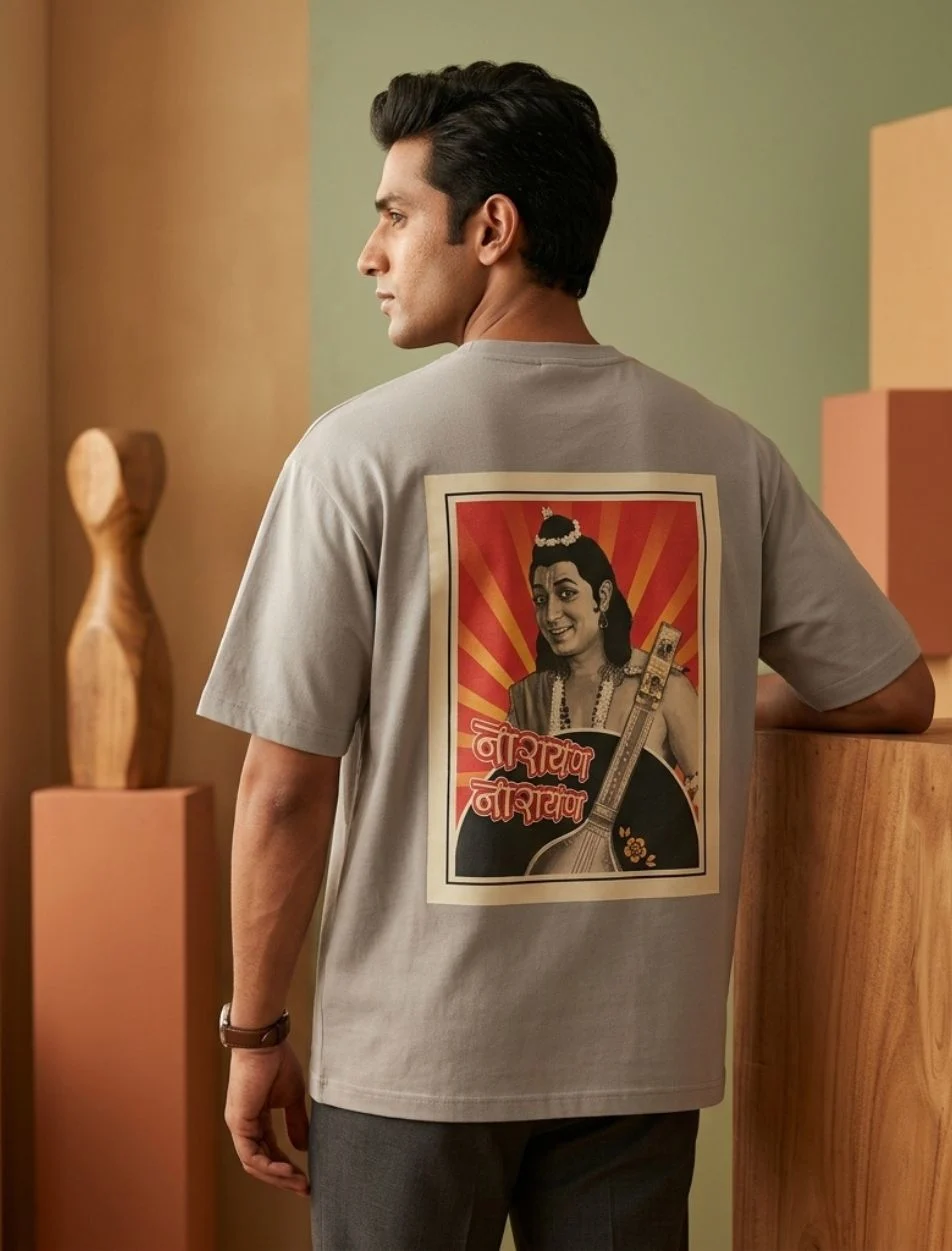 Indithrob Divine Narad Muni Men Graphic Oversized T-Shirt
